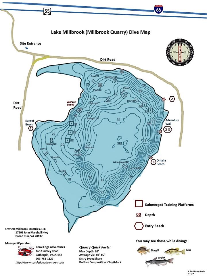 Millbrook Quarry (aka Lake Millbrook) - Millbrook Quarry Dive Map