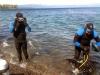 Conner and Greg getting in the water