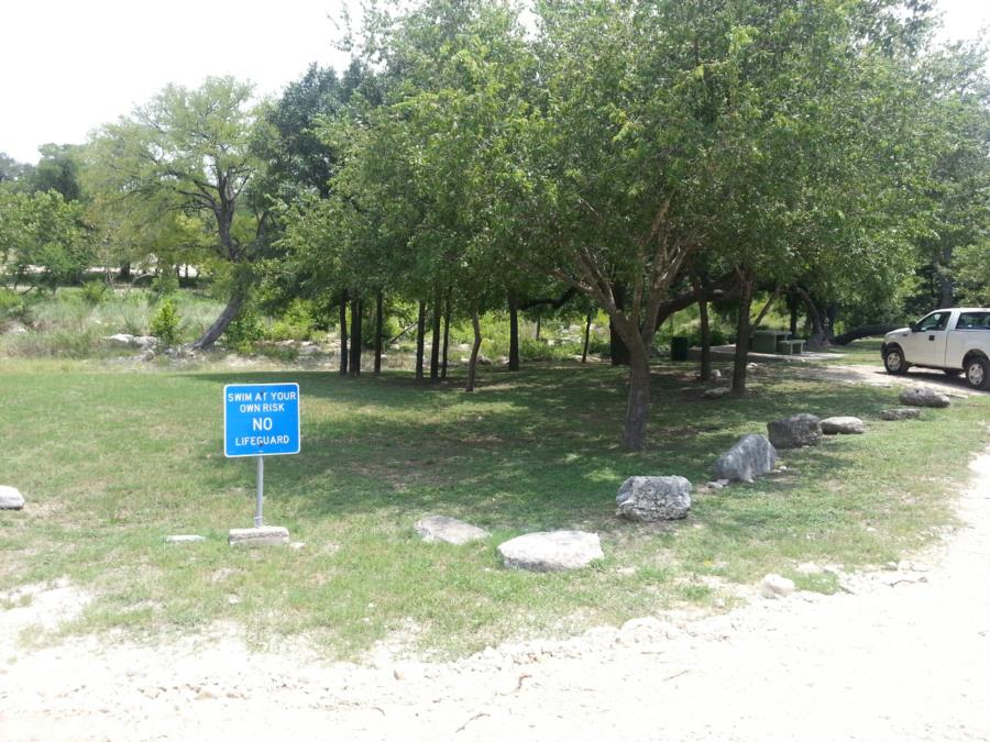 Big Sandy Creek Swimming Hole - Picnic area with large oak trees