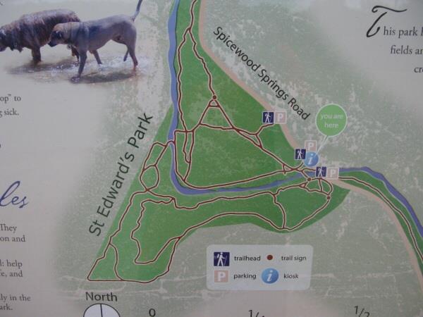 St. Edwards Park - Bull Creek Swimming Hole - Map of hiking trails