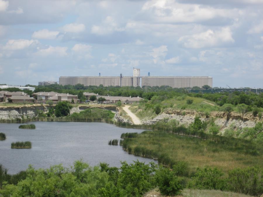 Coontail Quarry - Saginaw grain silos as seen from quarry