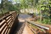 Descending decking to cave system on left, Cavern on right