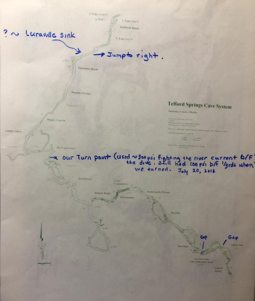 Telford Spring - Telford Cave system map