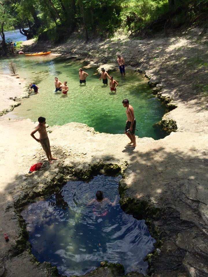 Telford Spring - Telford natural Bridge with swimmers