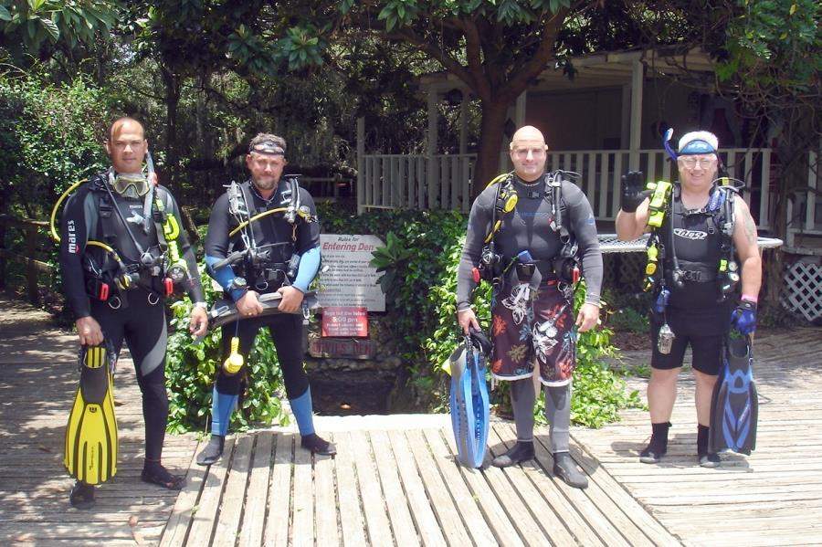 Devil’s Den Springs (Devils Den) - All geared up, ready to descend down stairs