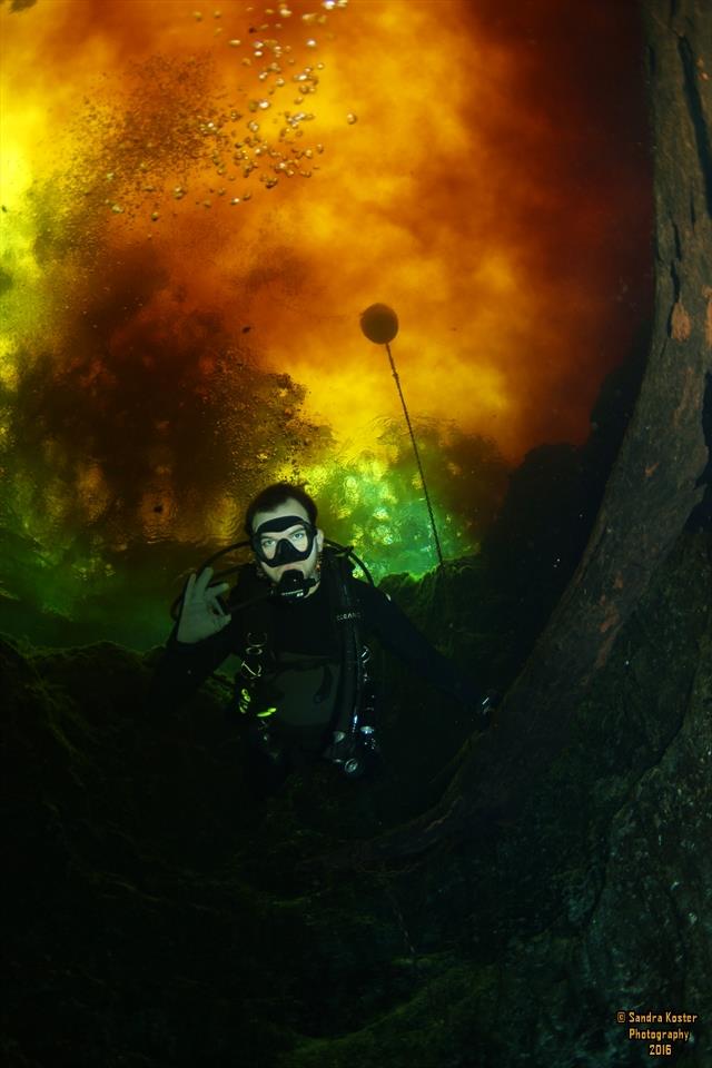 Ginnie Springs - Sam inside the tannins of the Ear