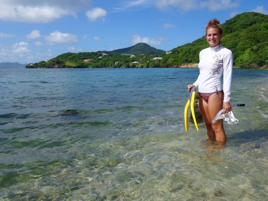 Tash getting ready for her Divemaster swim tests!