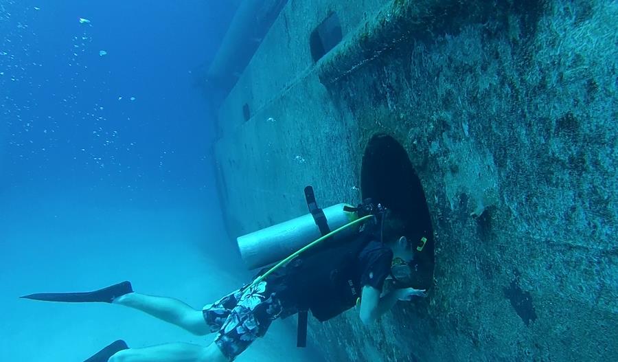 Conner about to go into the Kittiwake Wreck