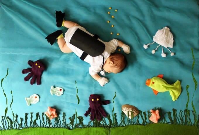 Underwater Scene Scuba Diving Baby Blanket