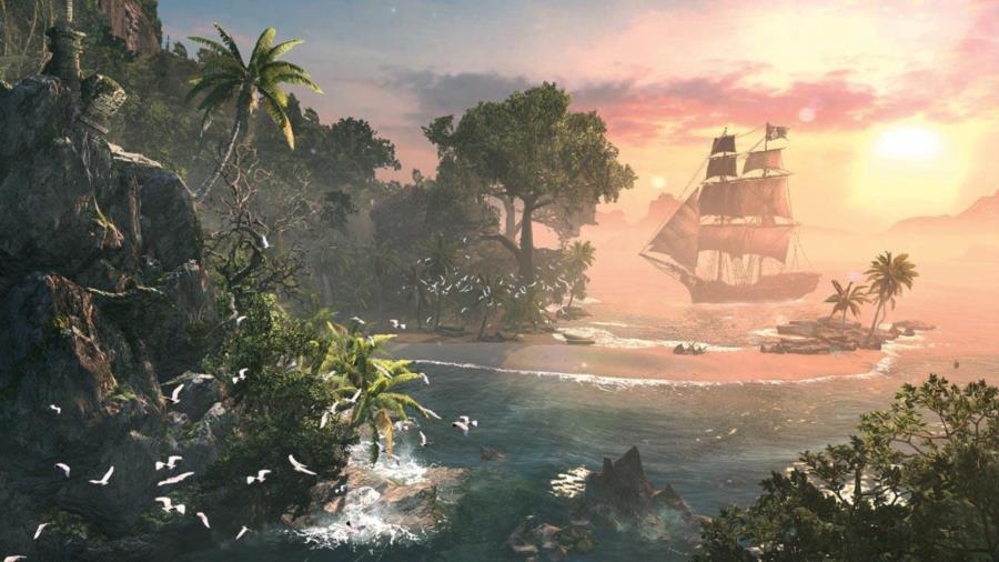 Assassin’s Creed 4 Black Flag Sunset and Pirate Ship