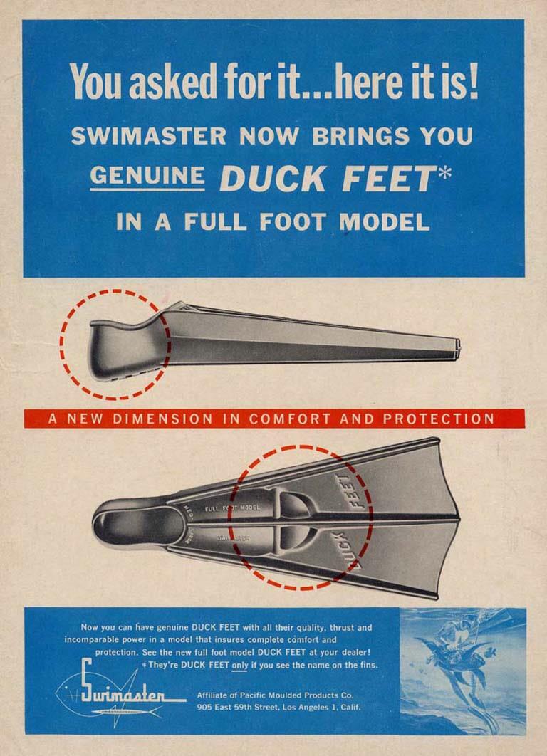 Vintage Scuba Ad - Swimaster Duck Feet