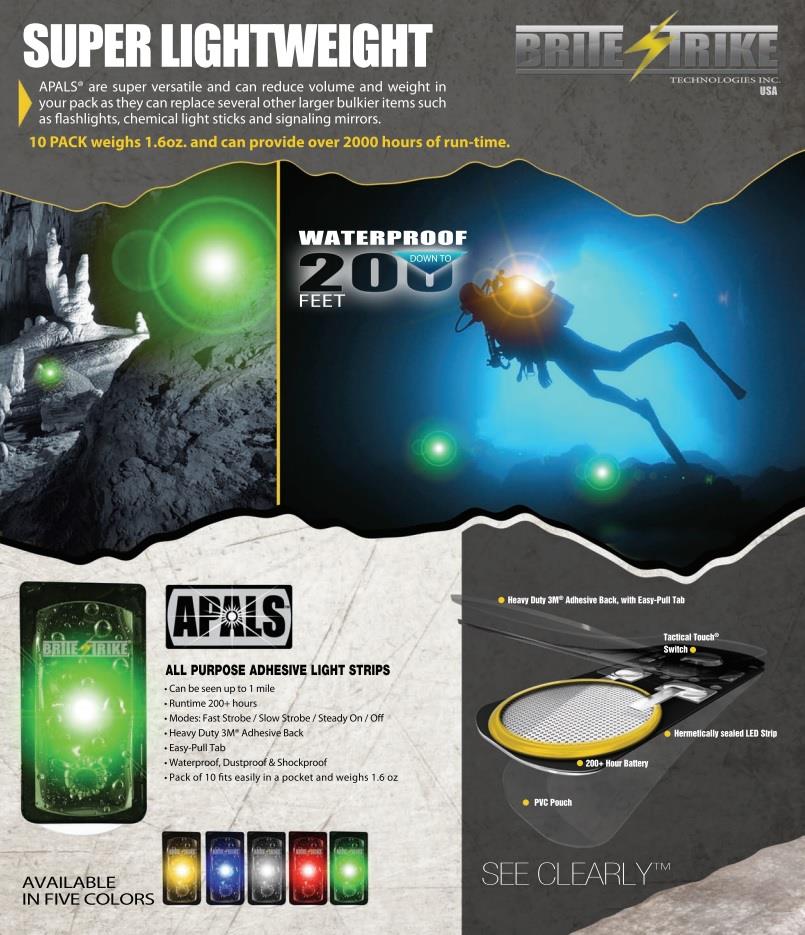 APALS light strips for scuba diving