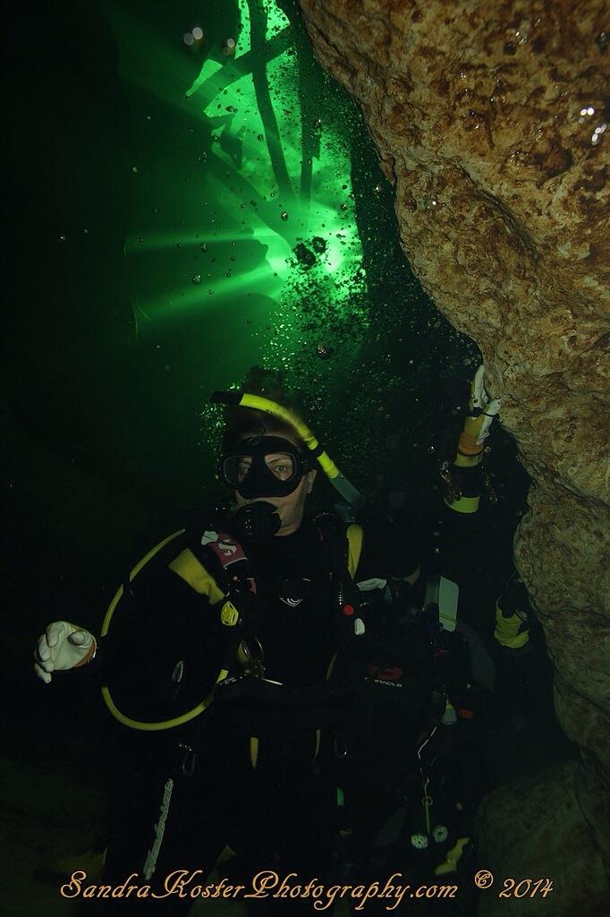 Sandy at around 70 ft., inside cavern zone of Blue Spring State Park, FL