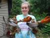 My daughter with lobsters