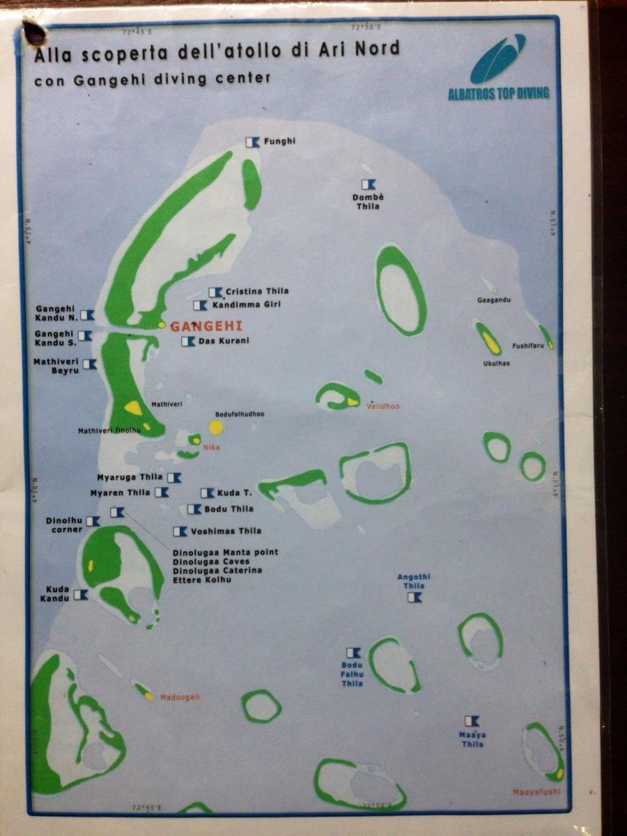 Dive sites in North Ari Atoll, Maldives