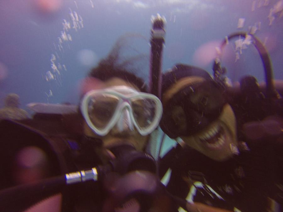 Underwater museum, Cancun. My instructor and I