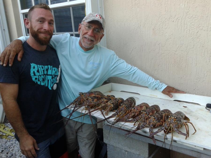 My son and I ready for a feast. Aug 21 2016 trip.