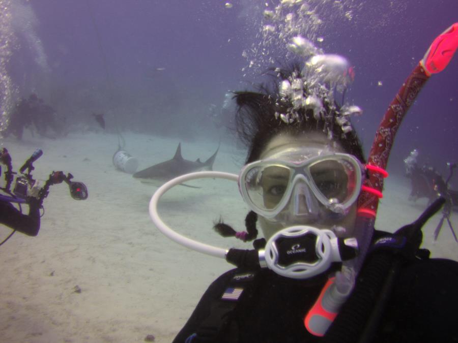 Belize reef shark photo bomber