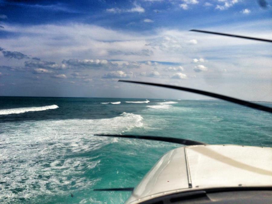 Low flying over ocean