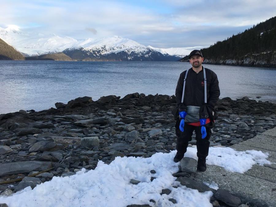 Getting Ready to Dive at Smitty’s Cove in Whittier, AK (01/20/2018)