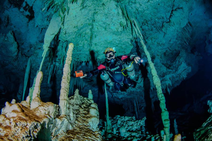 Cave diving, Playa del Carmen, Mexico