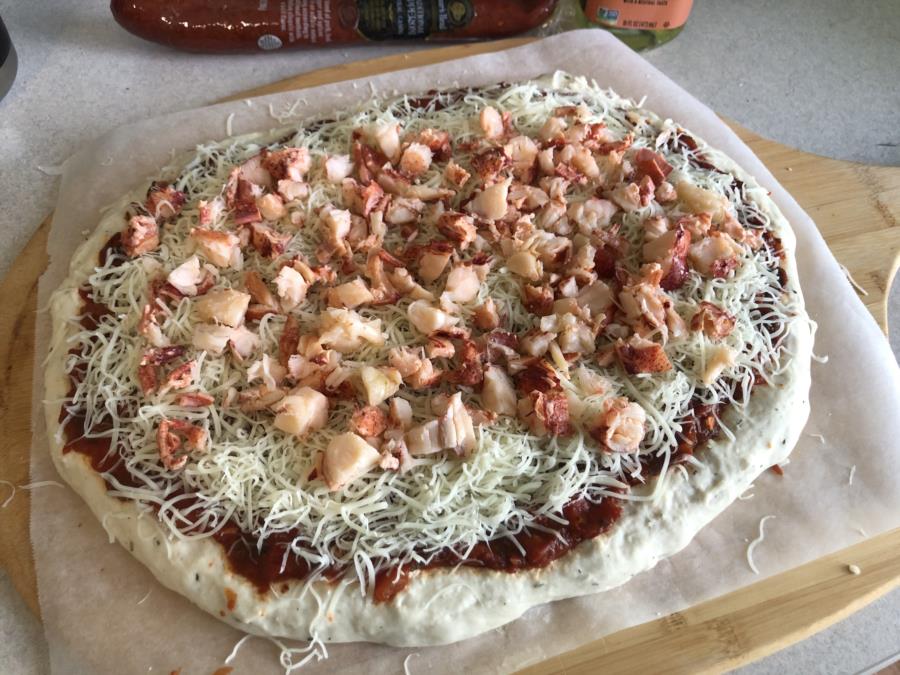 Lobster pizza entirely from scratch