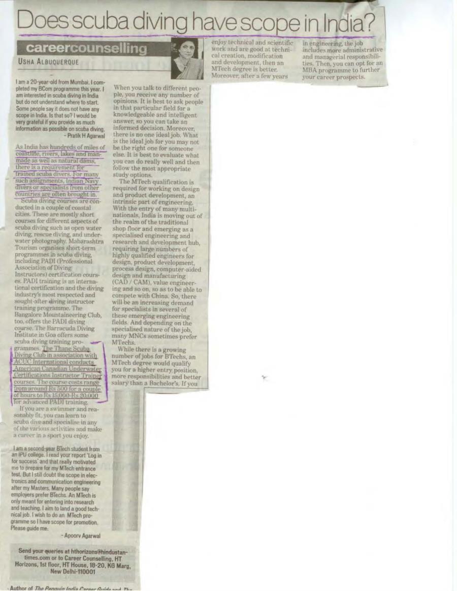 Article Hindustan Times 19.08.09