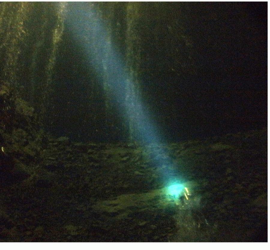 Bonne Terre Mine - That light is from the divemaster behind me