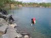 Scuba divers in Lake Wazee - always float a dive flag