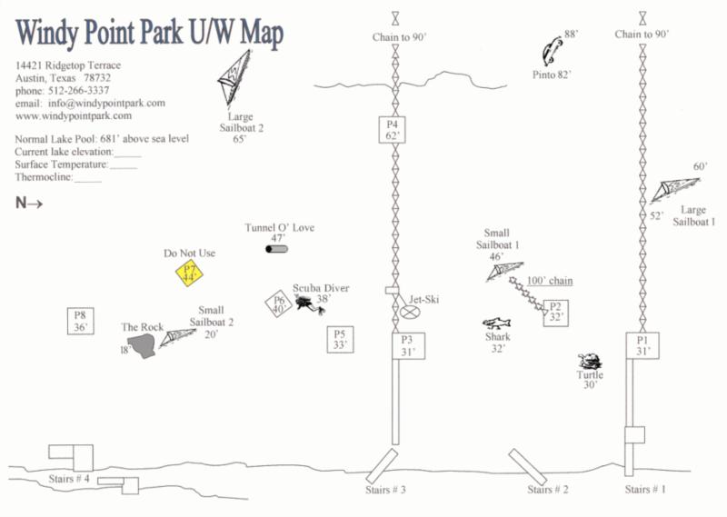 Windy Point Park-Lake Travis - Underwater map.