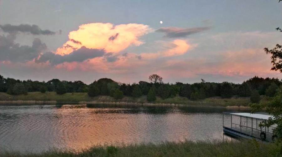 Moon at Clear Springs Scuba Park during Sunset