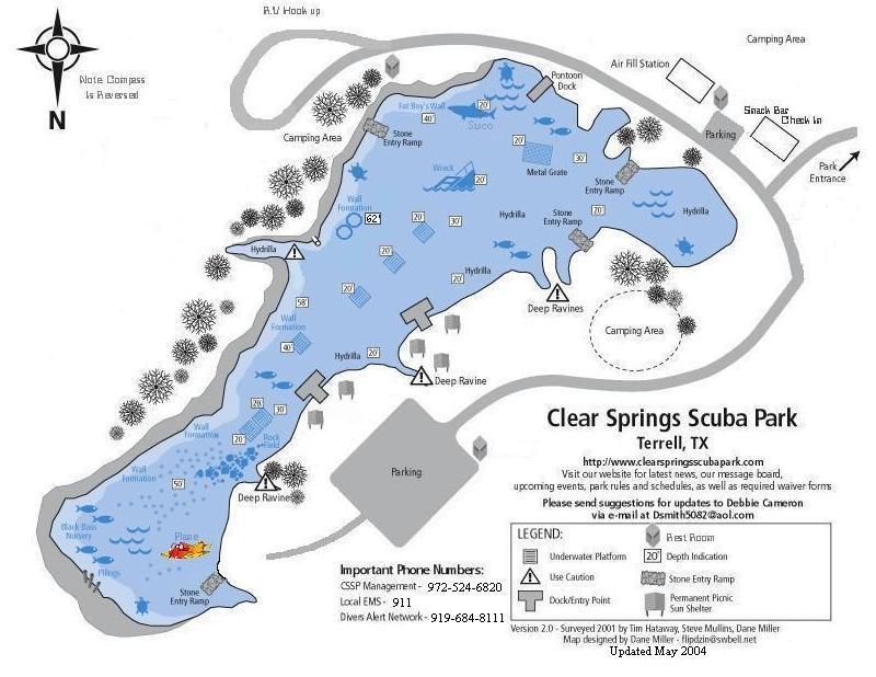 The Scuba Ranch - Map of Clear Springs Scuba Park, TX