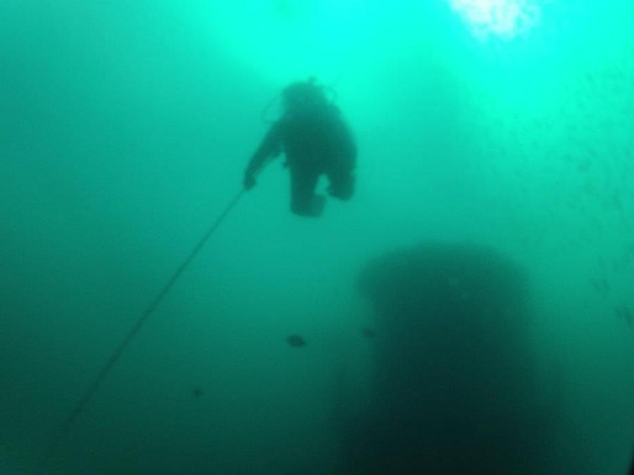 Titan Tug (AR-345) - My wife diving on the Titan