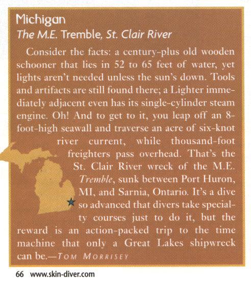 St. Clair River - Tremble Article - SkinDiver Mag 2002 (Fiftey dives in Fiftey States)