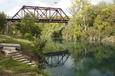 Comal River - View of rail road bridge