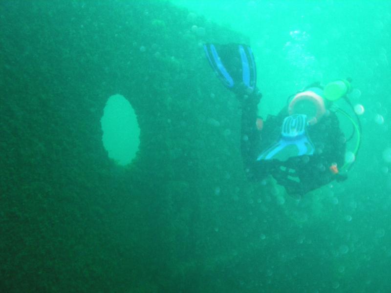 Straits of Mackinac - Diver Alongside the Wreck