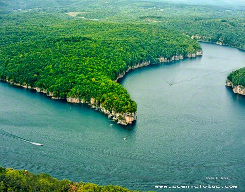 Summersville Lake - Long Point Cliff in the late summer.