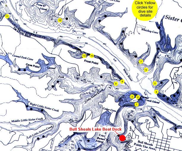 Bull Shoals - Bull Shoals Dive Map