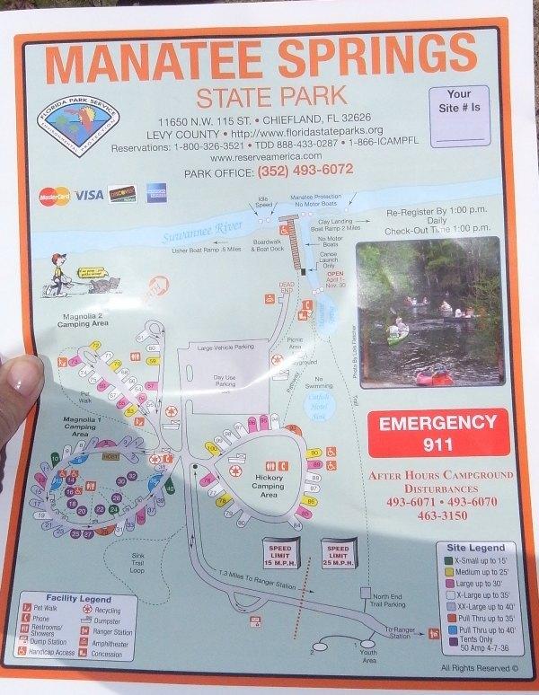 Manatee Springs - site map