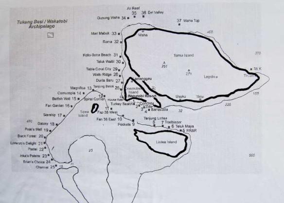 Wakatobi Dive Resort - Dive site map