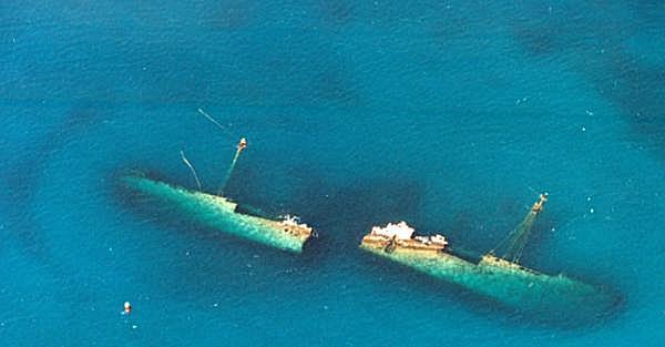 Antilla Wreck - Aerial view of Antilla wreck in Aruba