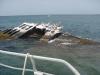 Antilla wreck protruding from water surface