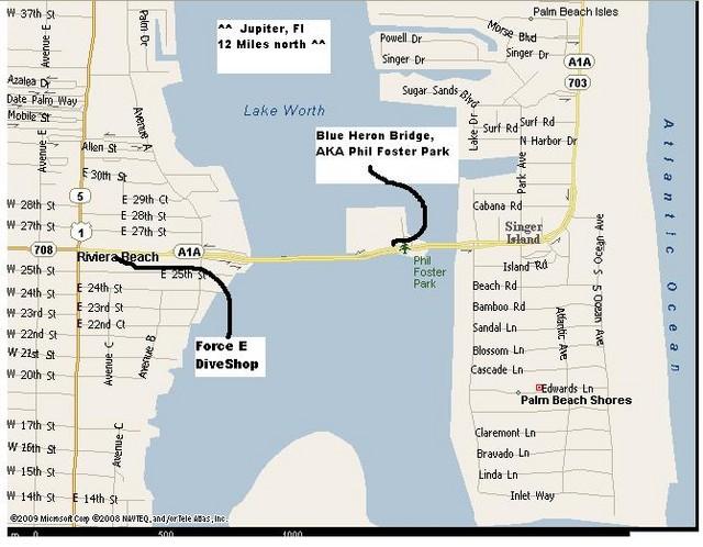 Blue Heron Bridge aka Phil Foster Park, BHB - Map