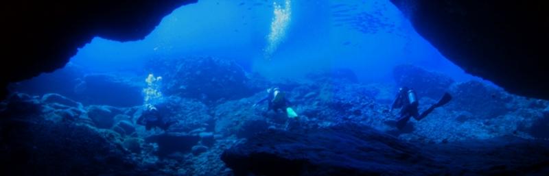 Hanauma Bay Sea Cave or "Big Sea Cave" - leaving the cave