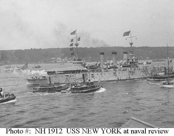USS New York - Underway in New York Harbor during the victory fleet review, 21 August 1898