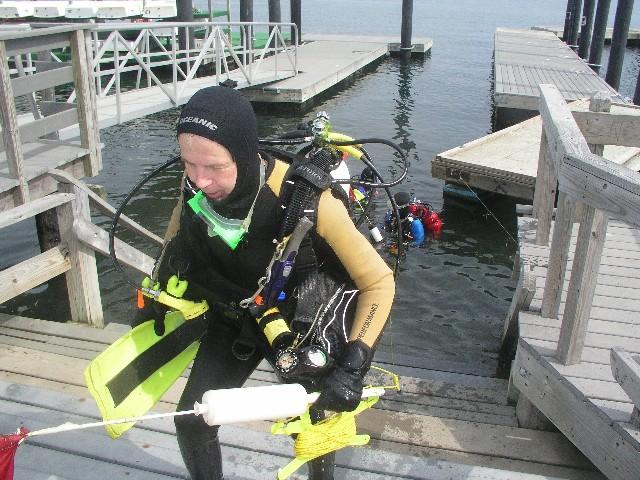 L Street Beach, Shark River - Local instructor Tom Gormley exits at Sailing school steps