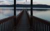 Looking down pier towards the water