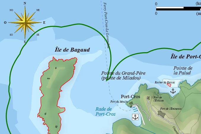 UCPA - Map of the Port Cros Parc