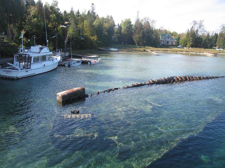 Sweepstakes - Above water view of Sweepstakes wreck in Big Tub Harbour.