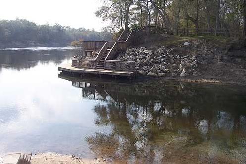 Little River Springs - Stairs leading to deck on river